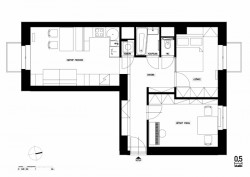 Byt Vokovice, 0,5 Studio, půdorys nový stav