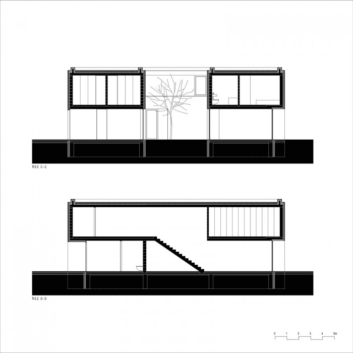 Rodinný dům Kostelec, řez, Chládek architekti