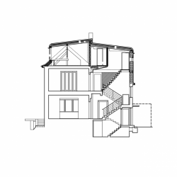 třiarchitekti, Stavební úpravy RD v Říčanech u Prahy, řez – foto