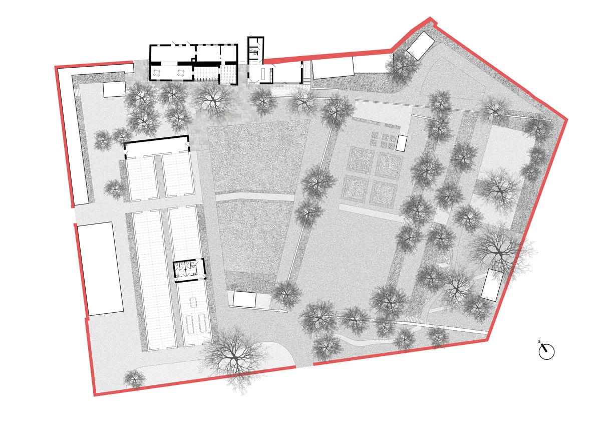 Situace (Krafferova zahrada v Jindřichově Hradci od matěj šebek architekti a Ateliér Za Mák)