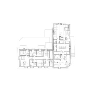Půdorys 3. NP (atelier 67, hotel Slunce v Osečné)