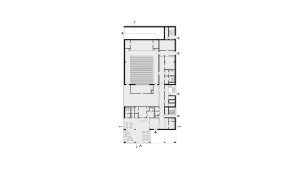 Komunitní sportovní centrum pod Nuselským mostem, půdorys 1np, Kristýna Vyslychová