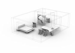 Interiér bytu v Letňanech, axonometrie, Archistroj