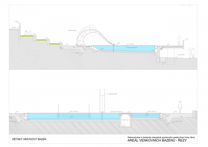 Architekti DRNH, Sportovní a rekreační areál Kraví hora, řez areál – foto
