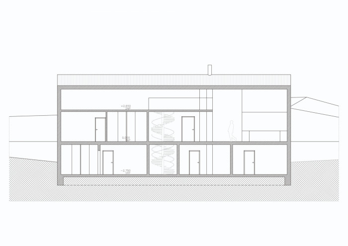 Rodinný dům v Krkonoších, Fránek Architects / Zdeněk Fránek, řez B-B