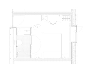 Hotel Bauhofstrasse, VON M, půdorys modulu/pokoje
