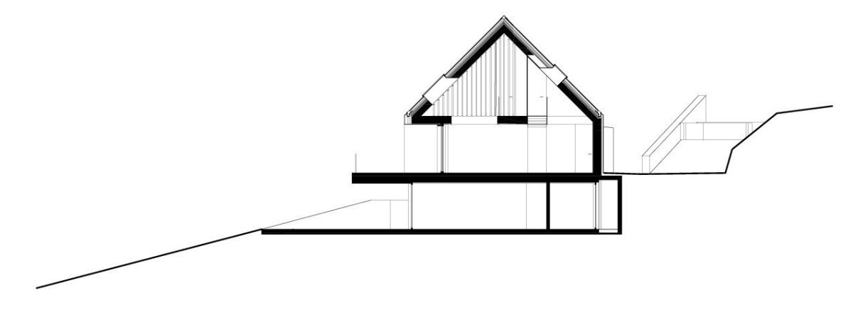 Víkendový dům s výhledem, Benetti Grigolo Architetti, řez