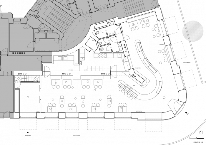 JRA Jaroušek.Rochová.Architekti, Café. Bistro. Pekařství Záhorský, půdorys - foto