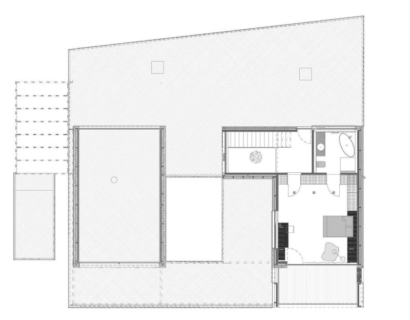 RD Cierna Voda, Atelier Molnár - Peráček s.r.o. - půdorys 2.N.P.