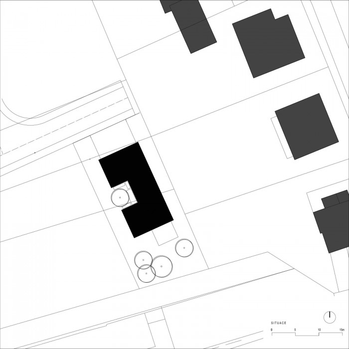 Rodinný dům Kostelec, situace, Chládek architekti