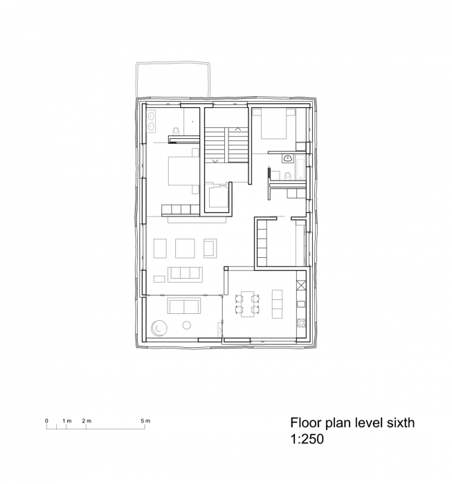 Buzzi Studio di Architettura, Cà Bugnada, půdorys 6. NP – foto