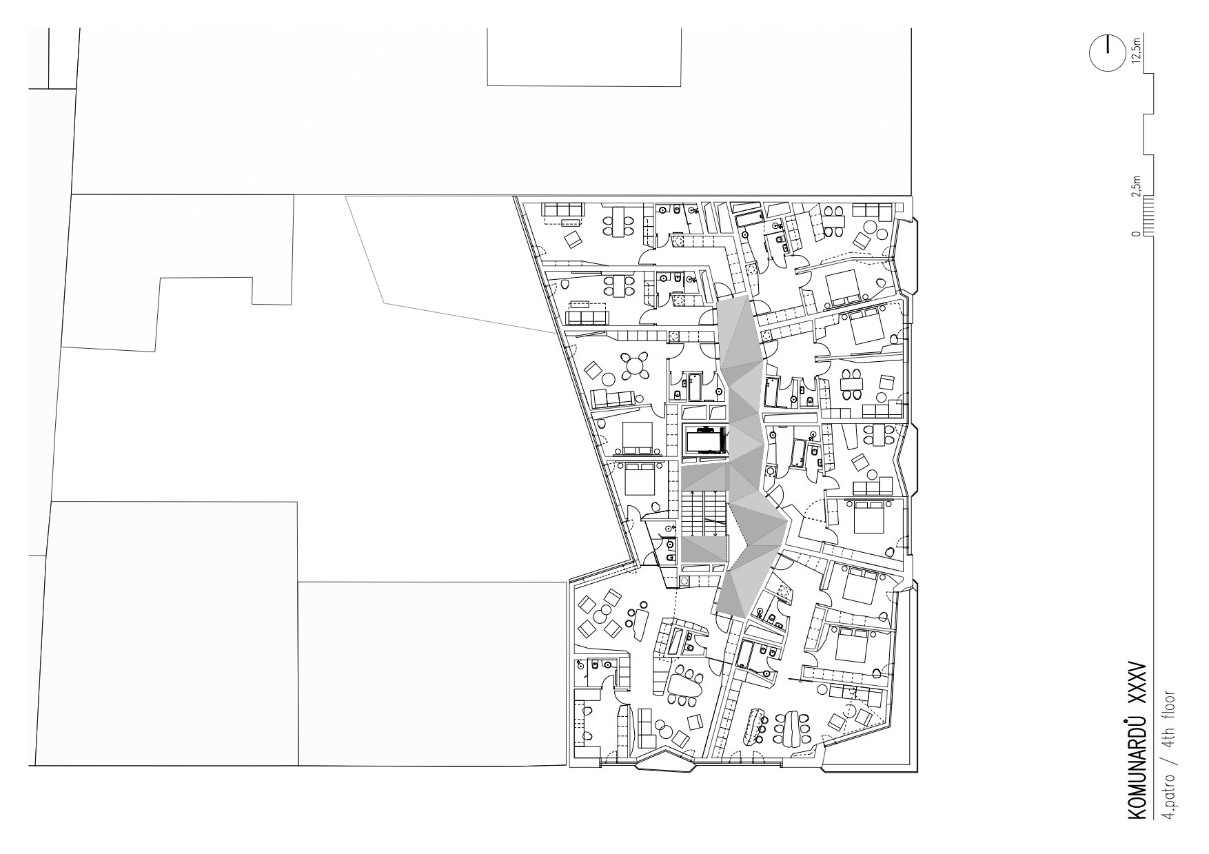 Komunardů XXXV, FIALA+NEMEC, půdorys 5NP