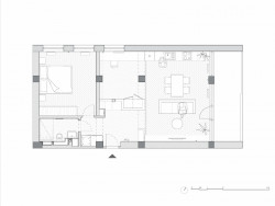 Byt s betonovou konstrukcí, Komon Architekti / Martin Gaberle, půdorys