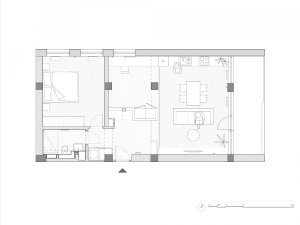 Byt s betonovou konstrukcí, Komon Architekti / Martin Gaberle, půdorys