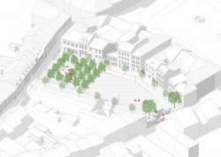 Vítězný návrh studia m2au na rekonstrukci Škroupova náměstí v České Lípě, jaro
