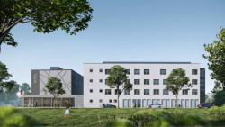 Na Výstavišti Letňany vyroste, spolu s administrativní budovou, největší hotel v Čechách sestavený z modulů od KOMA MODULAR. (Hotel na Výstavišti Letňany, NO LIMITS DESIGN, vizualizace)