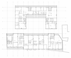 gutgut, JRKVC, DUN / Bytový dom na Dunajskej, půdorys 4. NP – foto