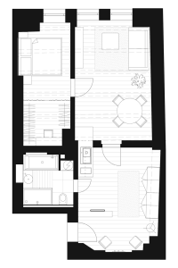 majo architekti, Byt Jilská, půdorys, nový stav – foto