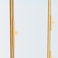 Vizualizace - konstrukční řešení fasády - pohled z vnitřní strany: montáž cortenových sloupů a kotvení k železobetonovému skeletu budovy