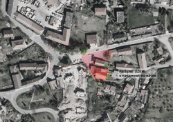 Architektonická soutěž na Obecní dům v Panenských Břežanech, ortofoto řešeného území.