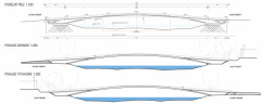 Architektonická soutěž na lávku přes Berounku v Hlásné Třebáni, 1. místo, Stráský, Hustý a partneři, s.r.o., výkresy