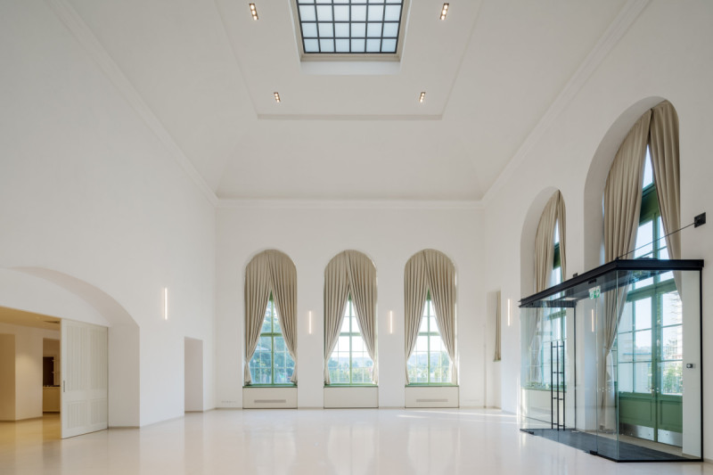 Pohled do hlavního sálu (Rekonstrukce restauračního pavilonu Bohemia; SGL Projekt)