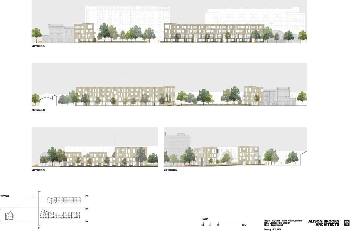 Alison Brooks Architects, obytný soubor Ely Court, vizualizace