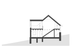 Řez příčný (Chata na Šumavě, ateliér Markéty Cajthamlové)