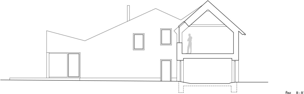 Rodinný dům v Písnici, daviddavidová architekti: Řez