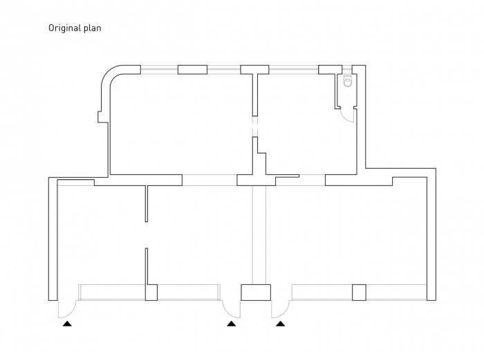gutgut, STUDIO / Ateliér, půdorys 1. NP, původní stav – foto