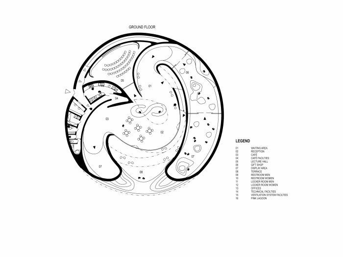 Návštěvnické centrum rezervace plameňáků v Abu Dhabi, Petr Janda / brainwork, půdorys patra