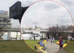 5.	Florenc. Stačí několik snadných opatření – odstranit billboard, upravit zeď a doplnit lavičky – a místo je rázem více městem než okolím dálničního nadjezdu.