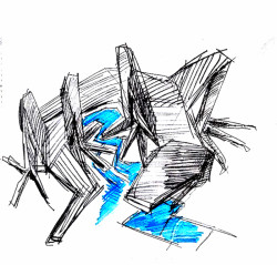 Herní krajina Pecka, Matěj Hájek a Tereza Kučerová (Moloarchitekti s.r.o), skica mloka