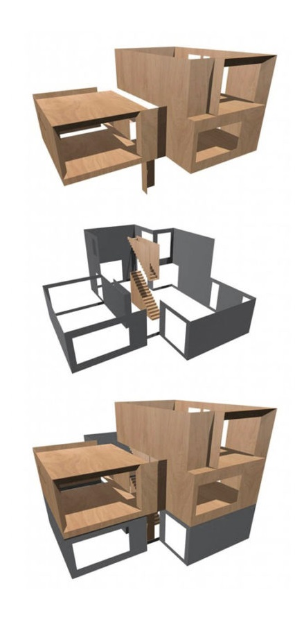 Alison Brooks Architects, Herringbone Houses, diagram struktur, vizualizace