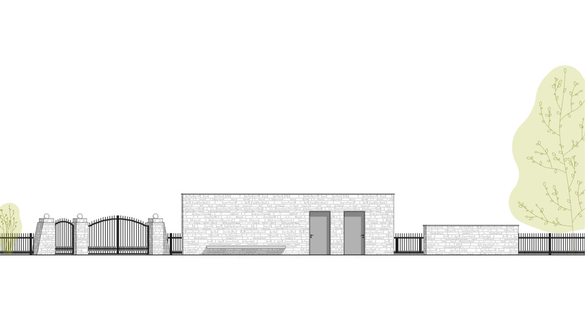 Pohled Jihozápadní (Zázemí hřbitova; bydloarchitekti)