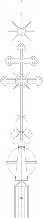 Na hrotnici sanktusní věže byl navržen ocelový kříž, pro který byl zhotoven detailní výrobní výkres