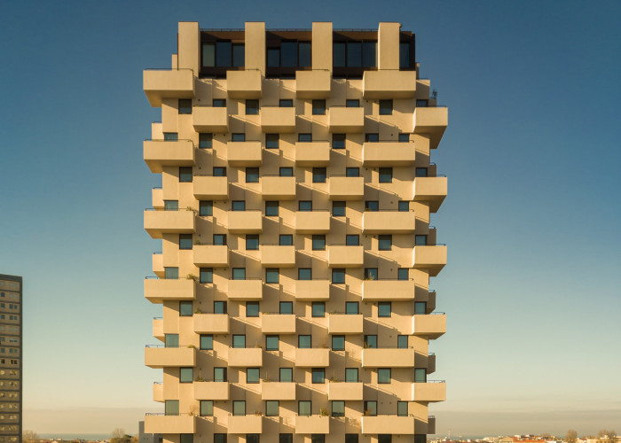 Bytová věž Tower 15 od portugalského ateliéru OODA (Tower 15 v Leça da Palmeira v Portugalsku, OODA)