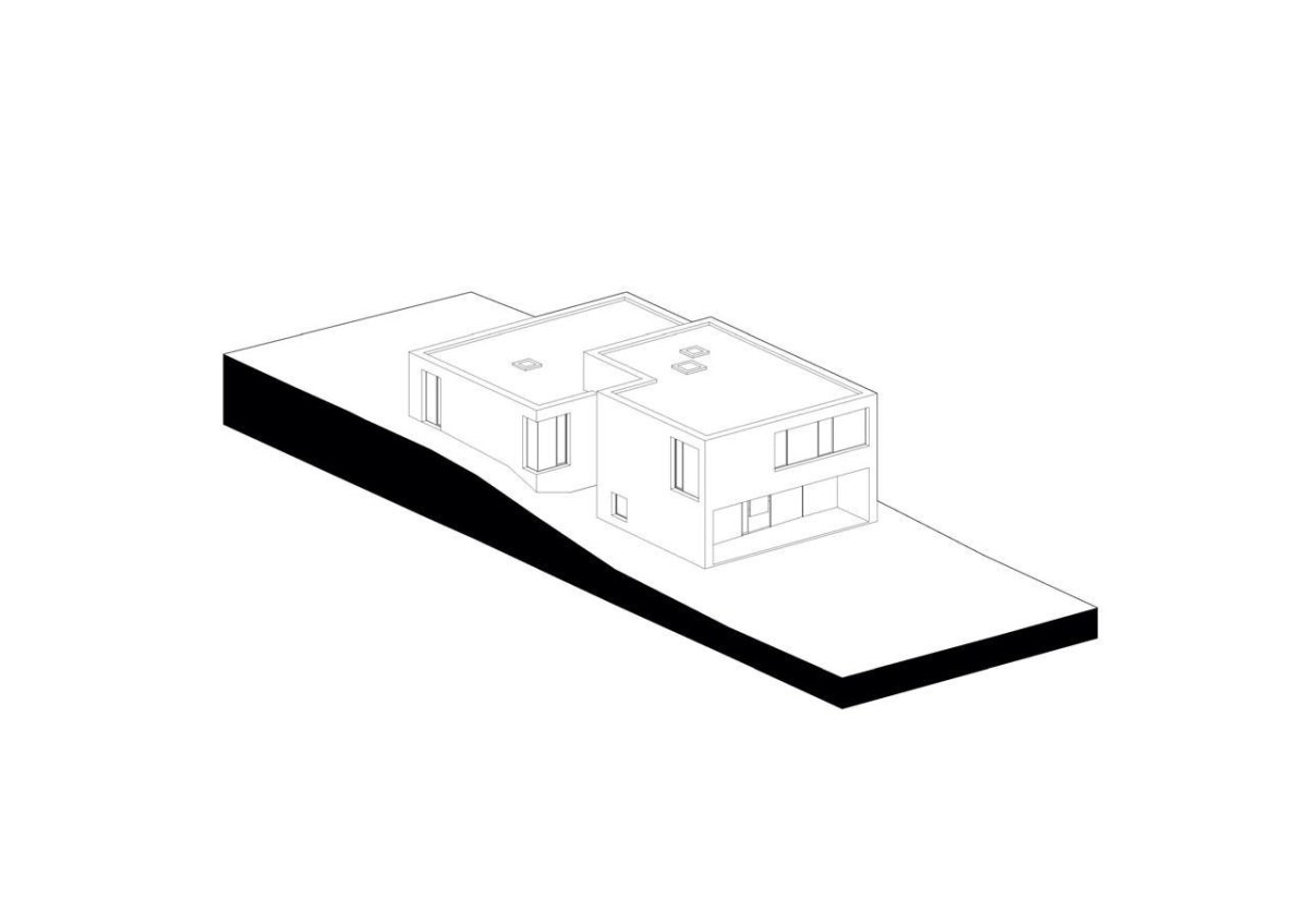 plusminusarchitects, Vrakuňa house, axonometrie – foto