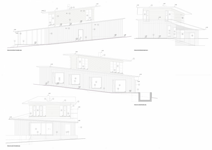 Letní dům u Štěchovic, Znamení čtyř - architekti, řez