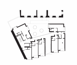 DAM architekti, Bytový dům s tělocvičnou, půdorys 3. NP – foto