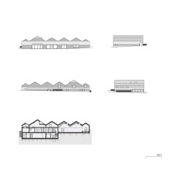 Sokolovna - řez a pohledy (Obytný soubor Dolina v Lysolajích, knesl kynčl architekti)