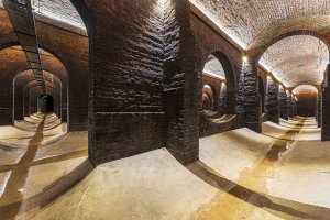 Nejstarší cihelný vodojem z roku 1874. (Rekonstrukce areálu vodojemů na Žlutém kopci v Brně, David Prudík architekti)