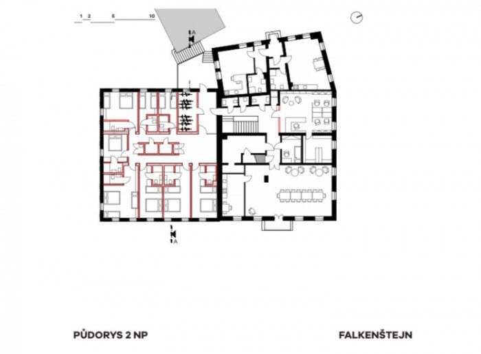Pivovar Falkenštejn, Atelier Hoffman, půdorys 2NP