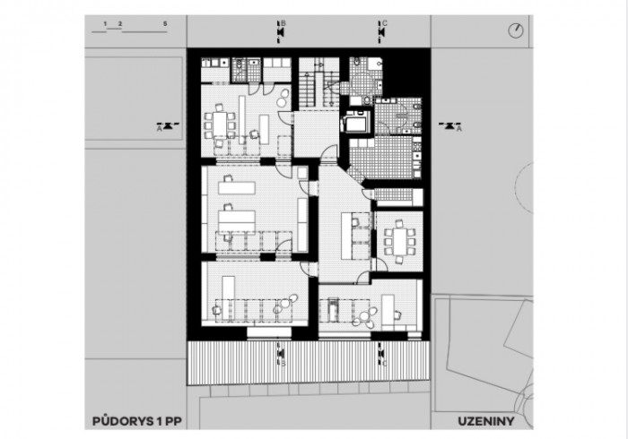 Bývalá Výrobna uzenin v Nuslích, Atelier Hoffman, půdorys 1PP