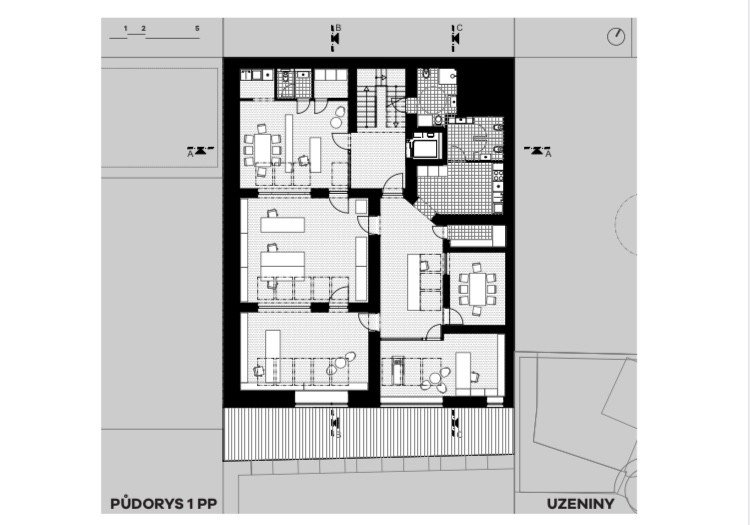 Bývalá Výrobna uzenin v Nuslích, Atelier Hoffman, půdorys 1PP