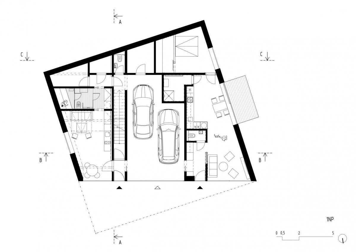 Lazy House, půdorys 1 NP, petrjanda/brainwork