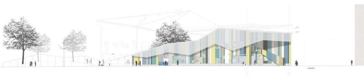 Škola a denní stacionář Kalasatama v Helsinkách, studio JKMM, pohled