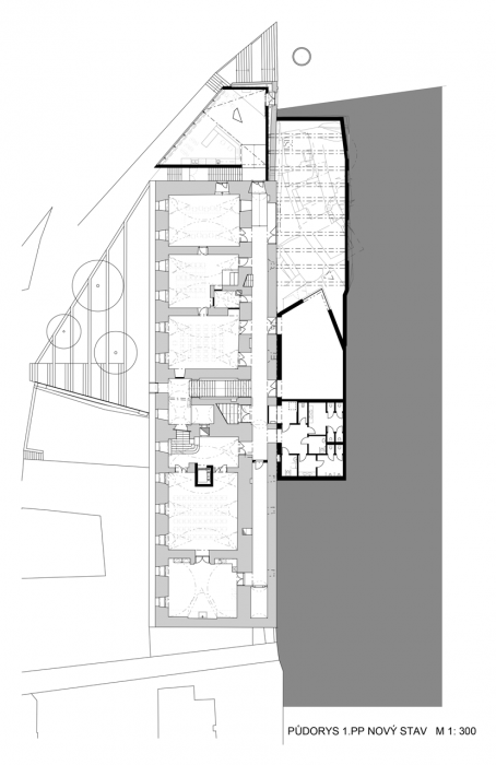AP ATELIER, Revitalizace zámeckého návrší v Litomyšli, půdorys 1. PP, nový stav – foto