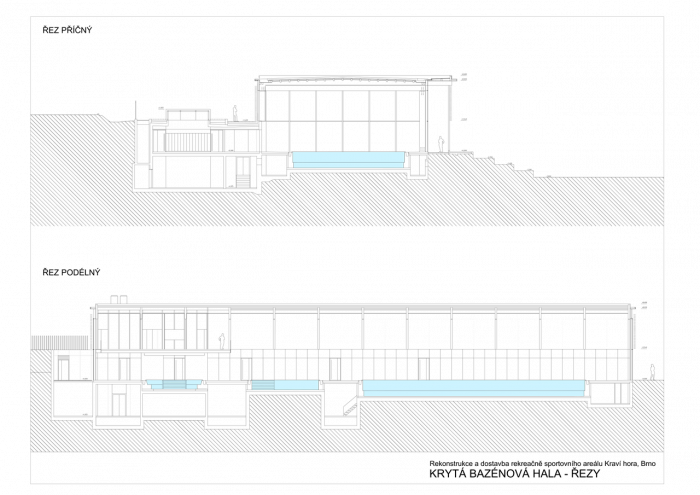 Architekti DRNH, Sportovní a rekreační areál Kraví hora, řezy– foto