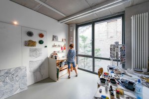 Pronajímatelné jednotky v novostavbě areálu Wagenhalle jsou vhodné pro malíře, grafiky a mediální tvůrce. (ATELIER BRÜCKNER, Wagenhallen ve Stuttgartu)
